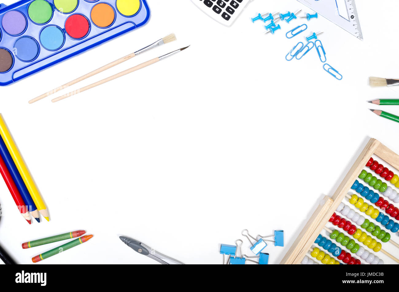School supplies isolated on white background. Back to school concept ...