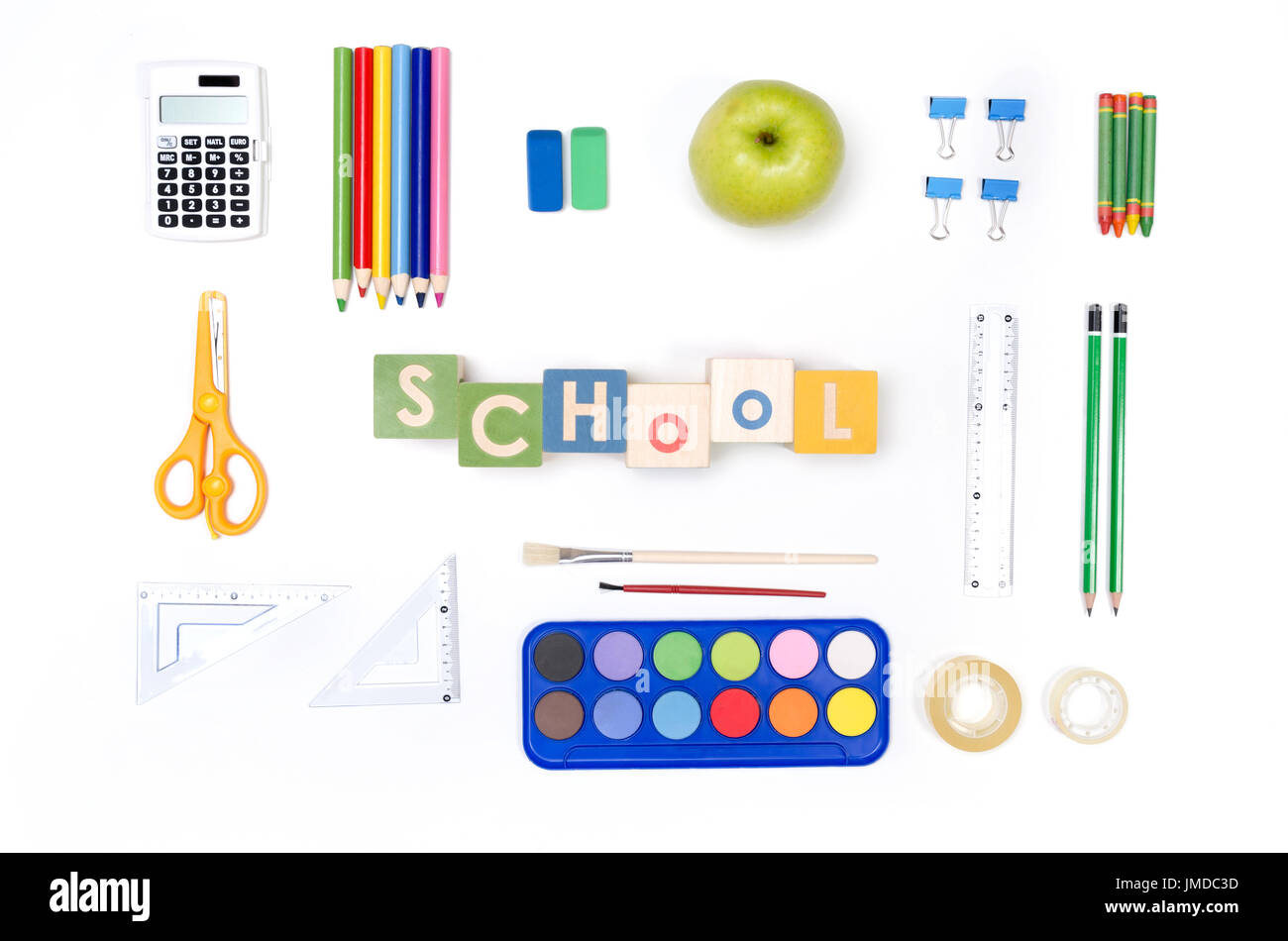 School supplies isolated on white background. Back to school concept ...