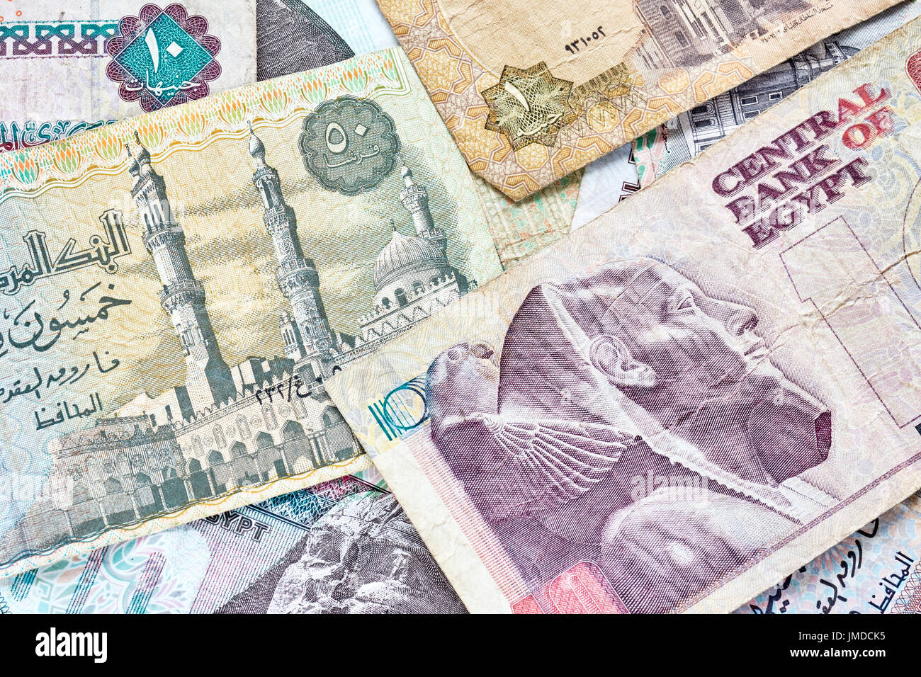 Close up picture of Egyptian pounds, shallow depth of field. Stock Photo