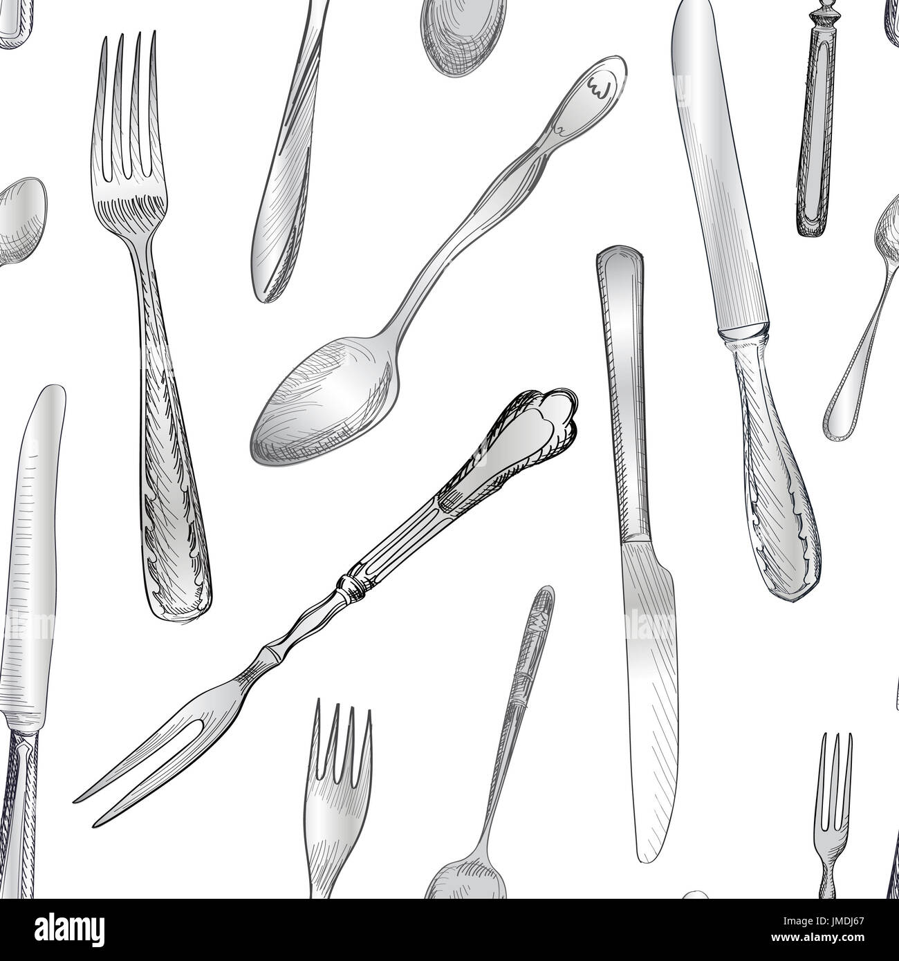 Vintage cutlery drawing hires stock photography and images Alamy