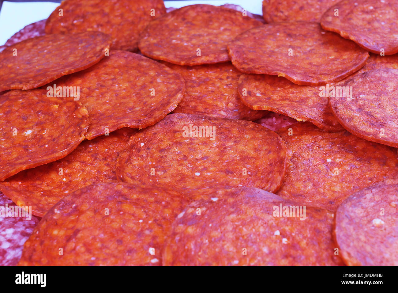Sausage pig meat slices Stock Photo Alamy