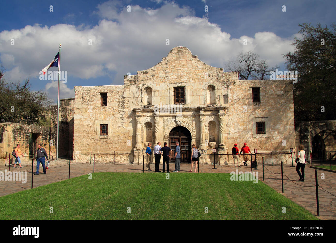 SAN ANTONIO, TX – FEBRUARY 27: Tourists and locals enjoy a visit to the old Alamo compound, one of San Antonio’s main attractions February 27, 2017 Stock Photo