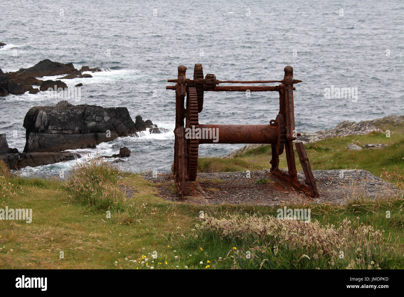 Old winch on the Irish coast Stock Photo Alamy