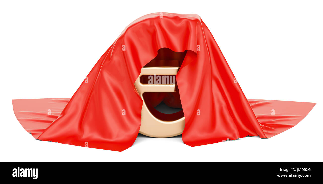 Euro covered red cloth, 3D rendering isolated on white background Stock ...