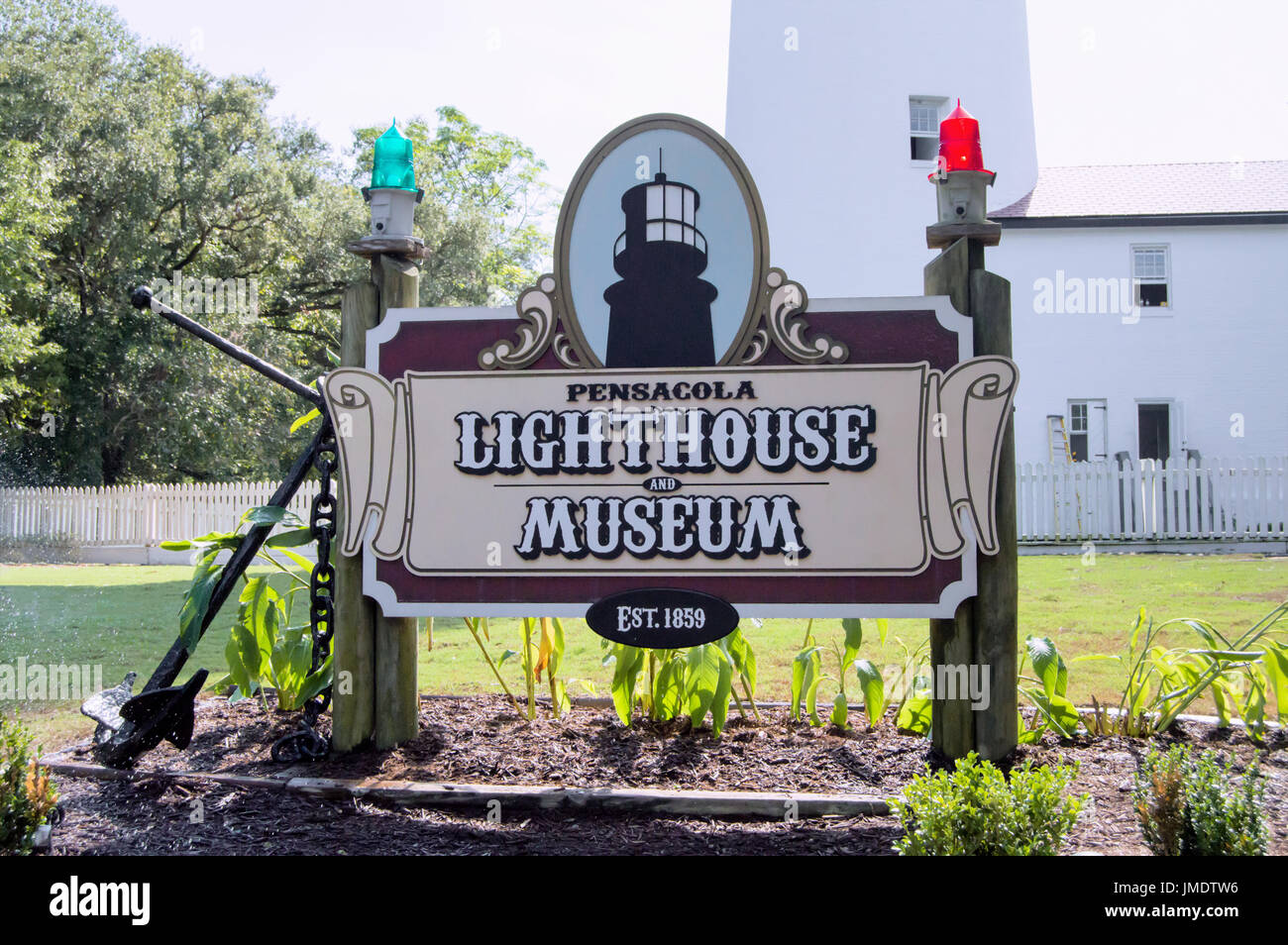 The Pensacola Lighthouse Museum sign. Stock Photo