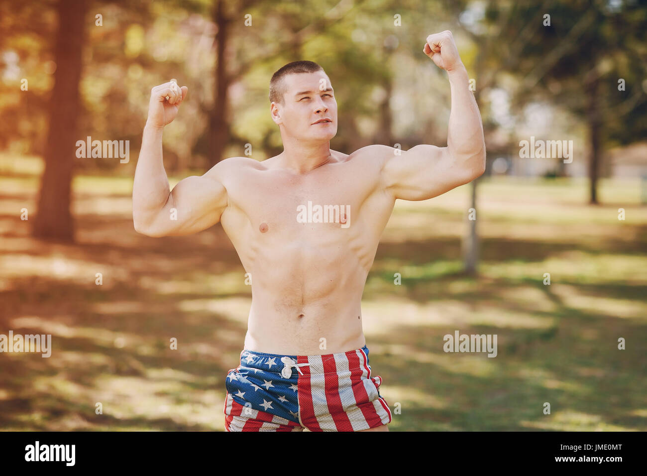 Handsome pumped up man training hi-res stock photography and images - Alamy