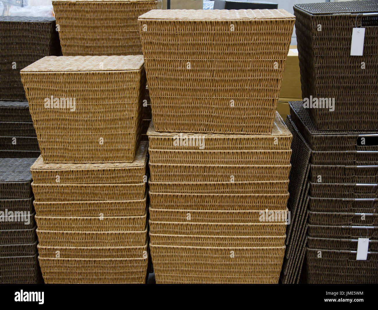 Wicker basket, storage, bin, container Stock Photo