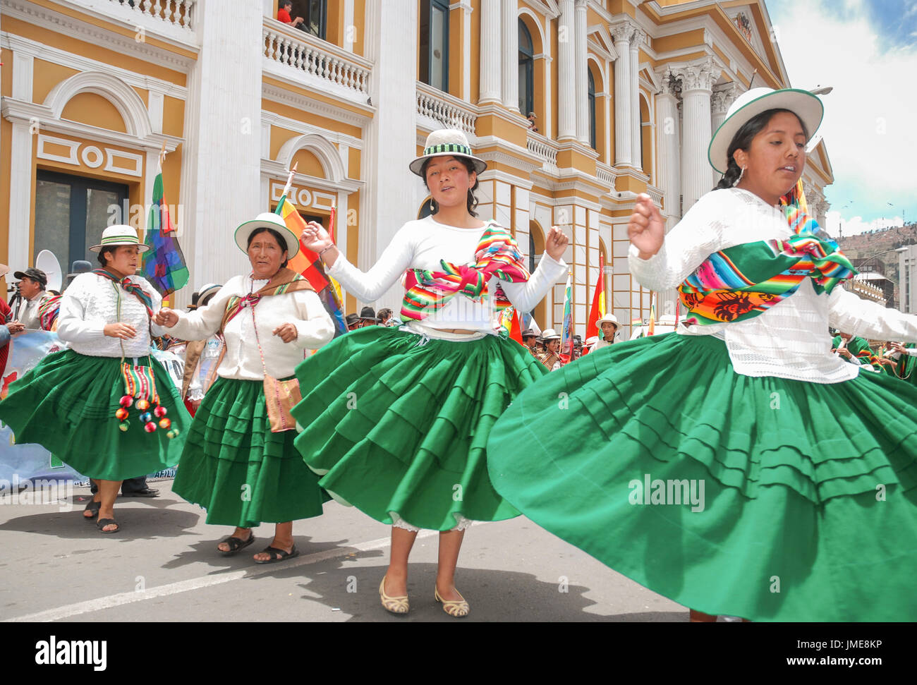 Bolivian dancers in traditional costume hires stock photography and