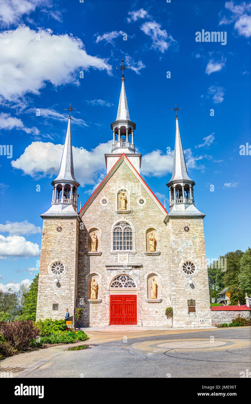 Ile D'Orleans, Canada June 1, 2017 SainteFamille red painted church