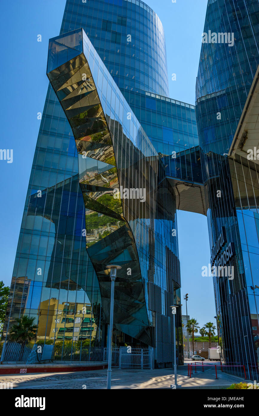 Edifici Gas Natural, also known as Torre Mare Nostrum. The building is a skyscraper in Barcelona, Spain completed in 2005, it has 20 floors Stock Photo