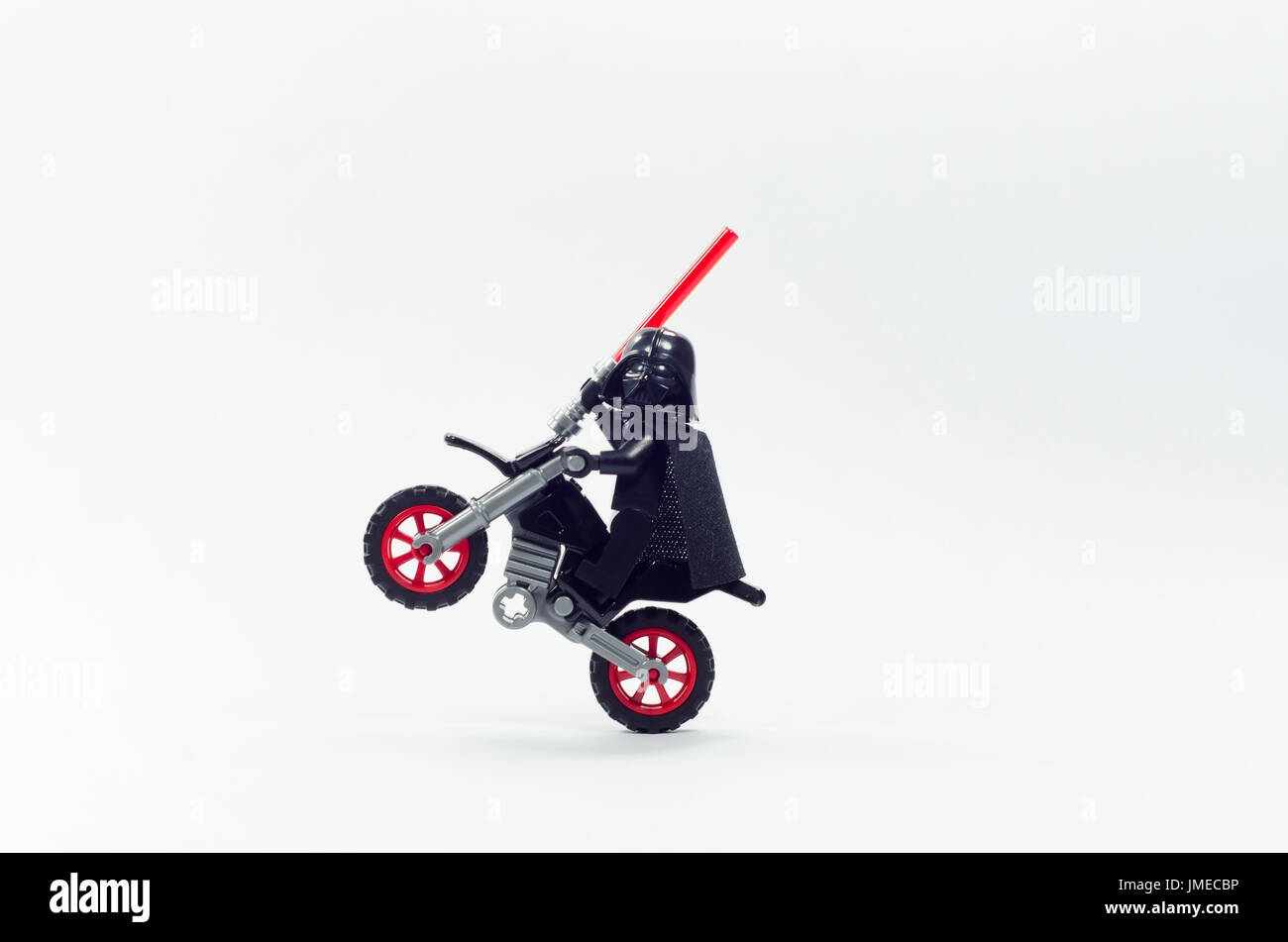 lego darth vader with dirt bike isolated on white background Stock Photo -  Alamy