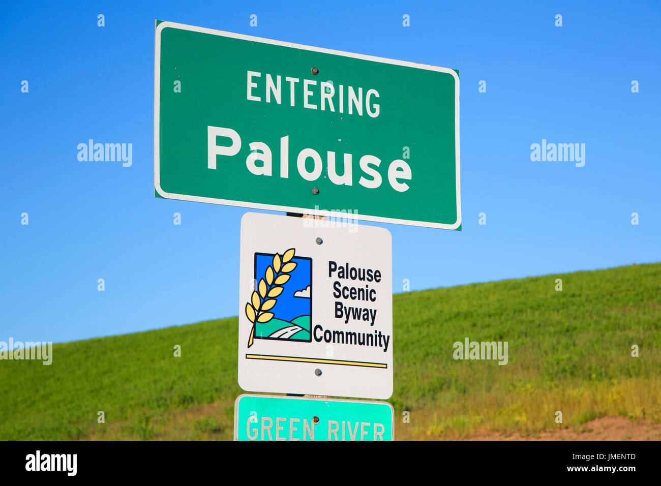 Byway sign, Palouse Scenic Byway, Palouse, Washington Stock Photo