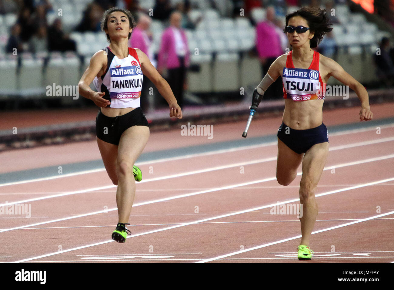 Dilba TANRIKULU of Turkey & Sae TSUJI of Japan in the Women's 200m T47 heats at the World Para Championships in London 2017 Stock Photo