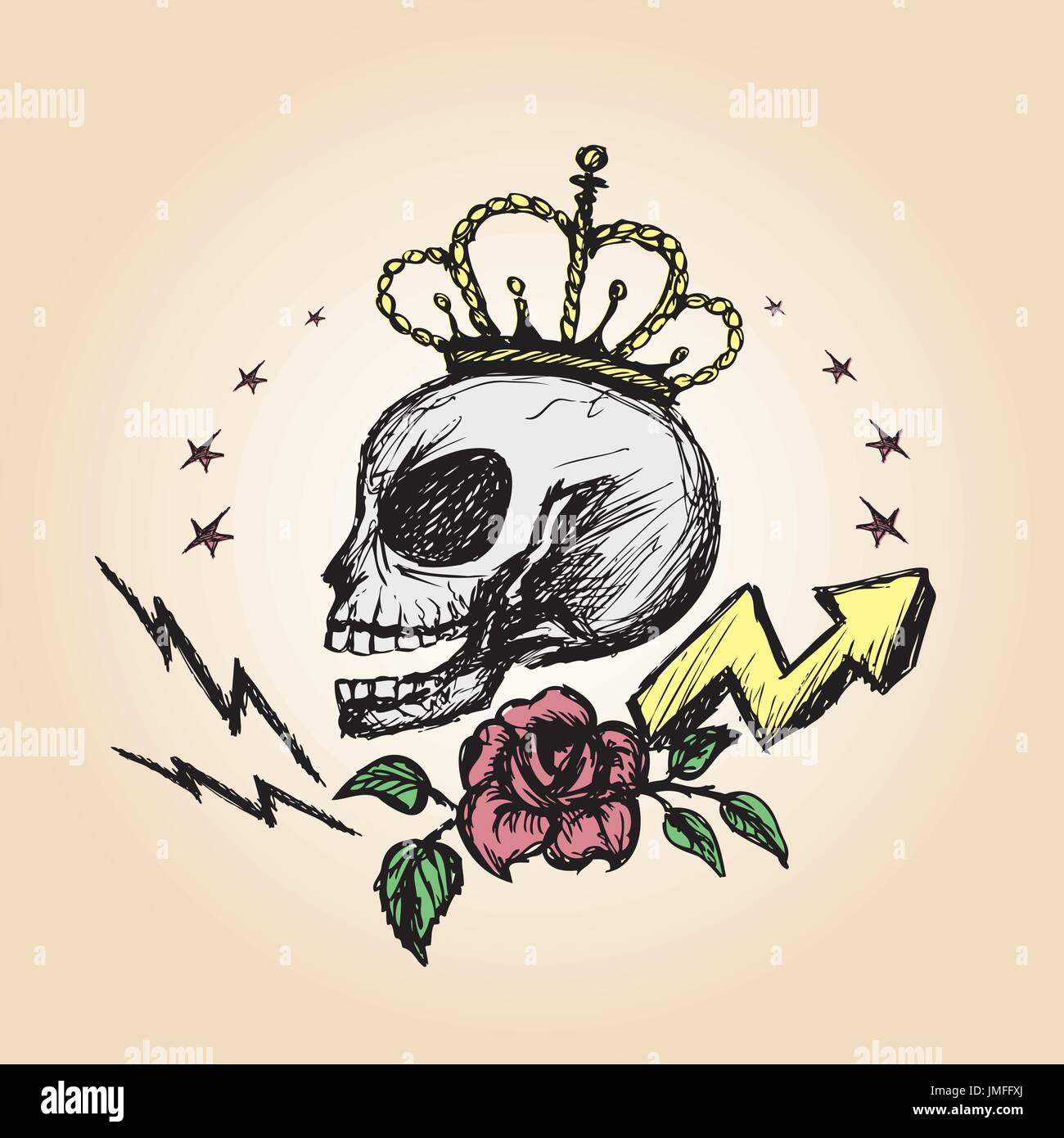 Vector emblem with a skull , hand drawing, vector Stock Vector Image ...