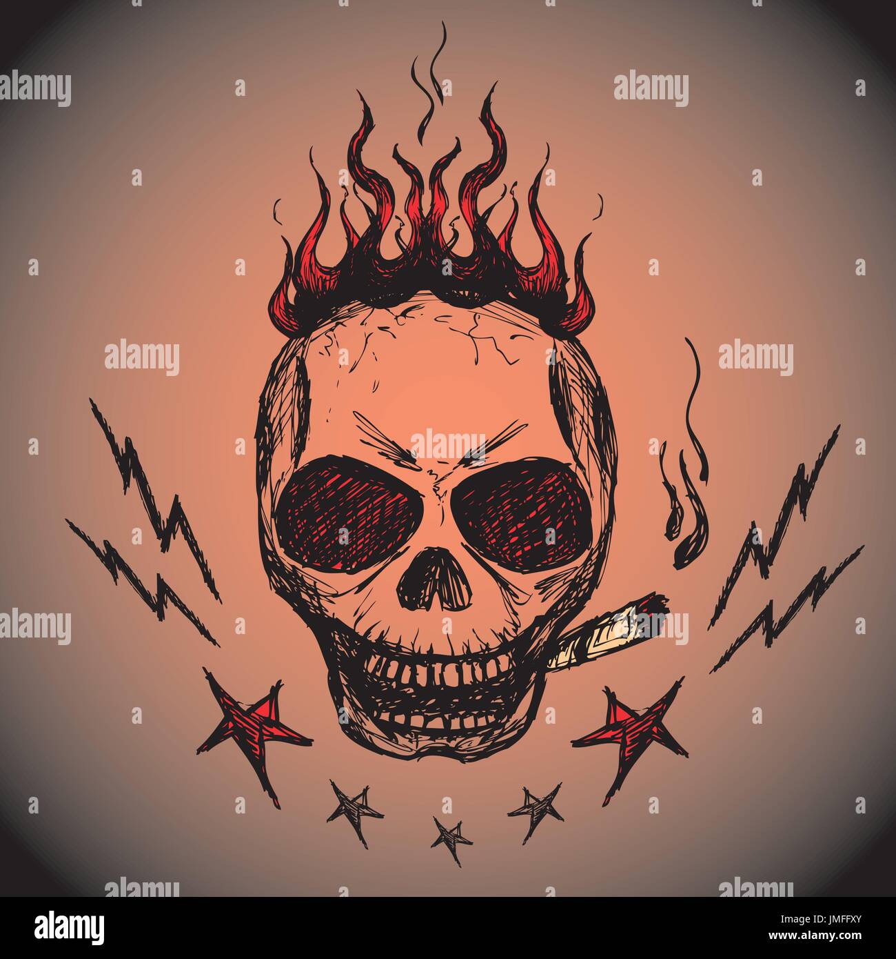 Vector emblem with a skull , hand drawing, vector Stock Vector Image ...