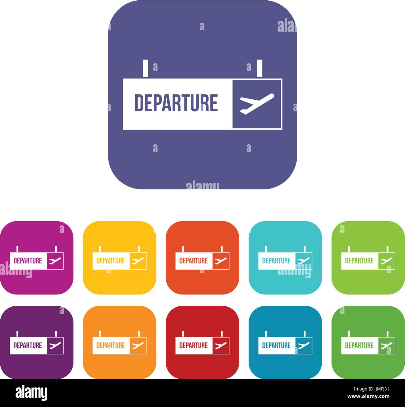 Airport departure sign icons set Stock Vector