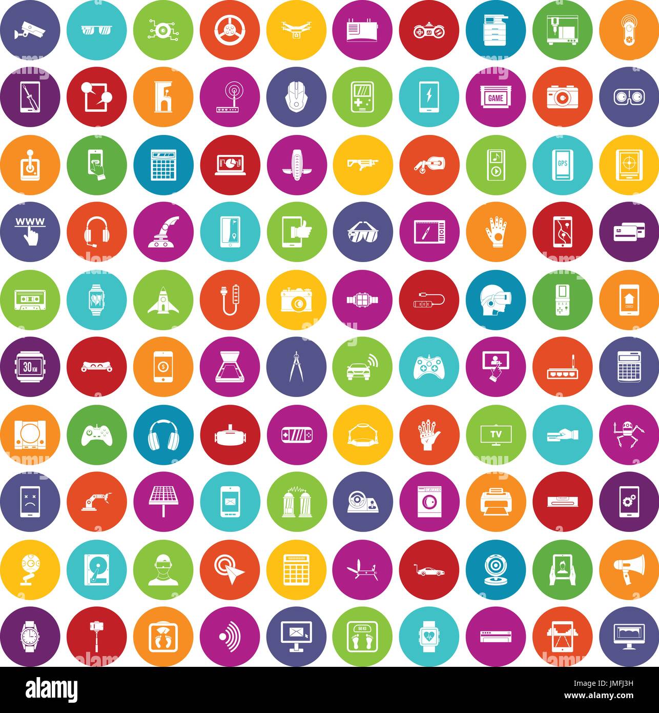 100 adjustment icons set color Stock Vector