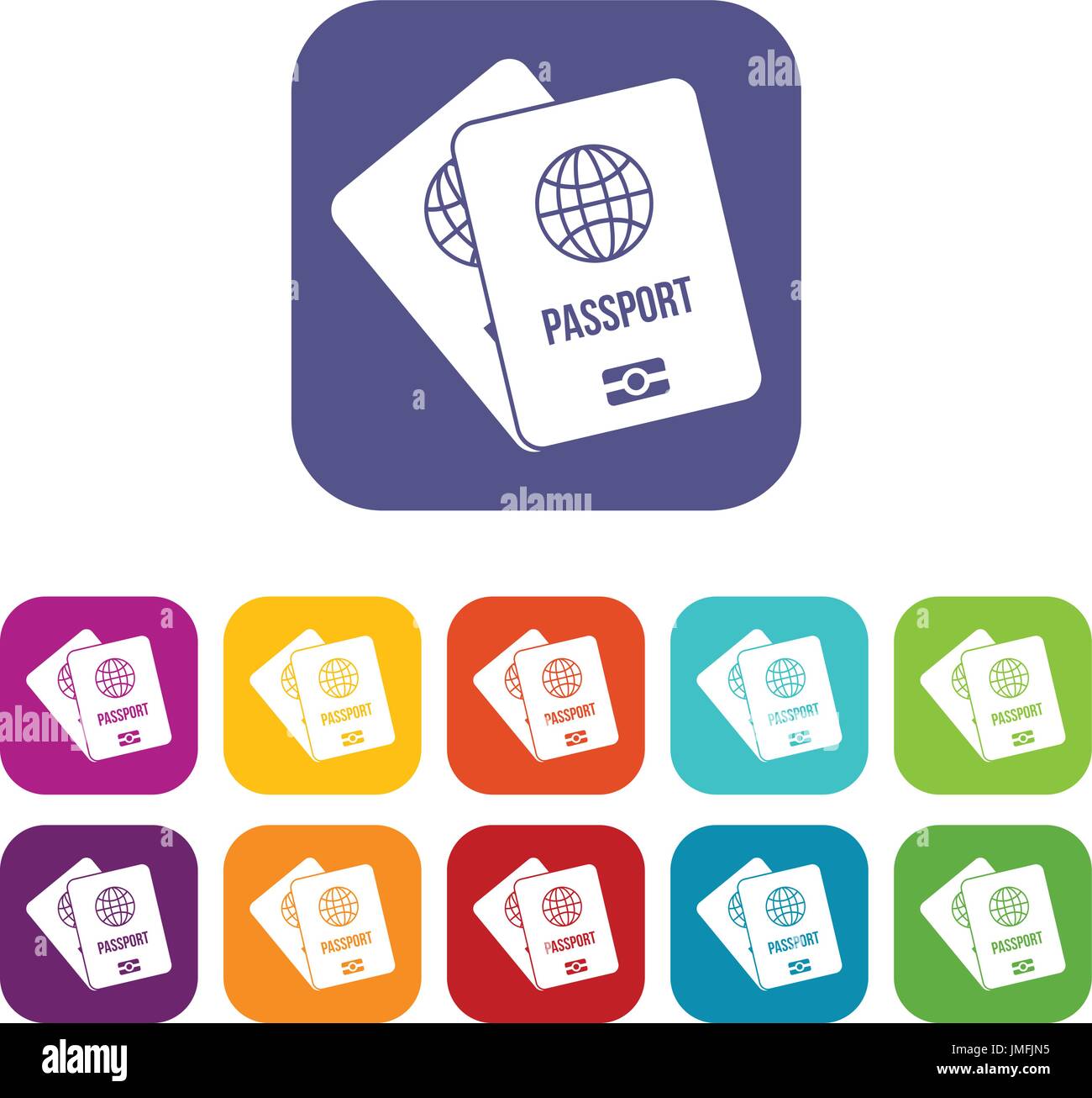 Passports with map icons set Stock Vector Image & Art - Alamy