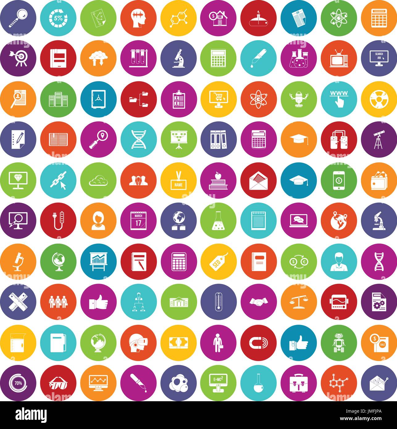 100 analytics icons set color Stock Vector