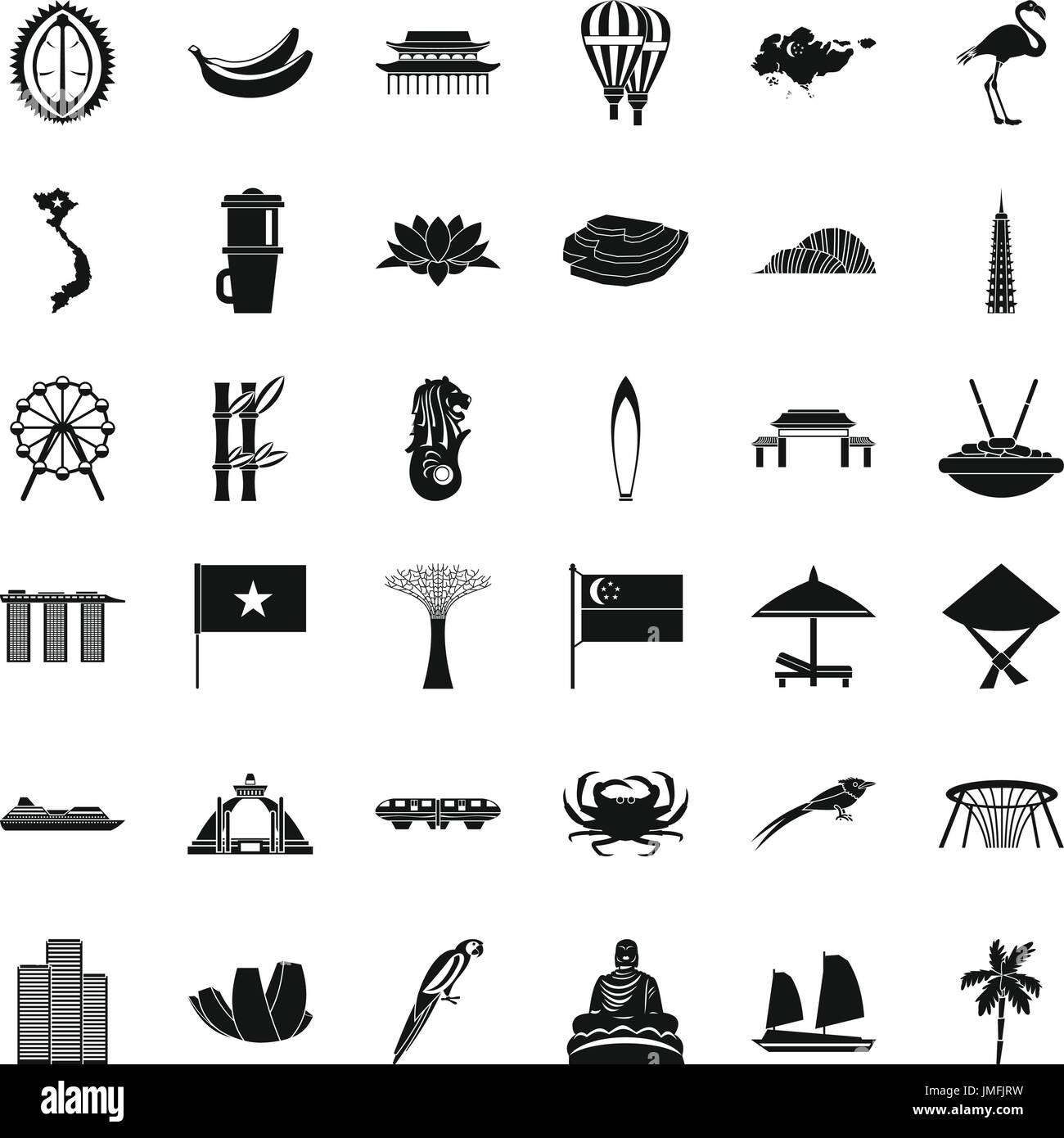 Singapore icons set, simple style Stock Vector Image & Art - Alamy