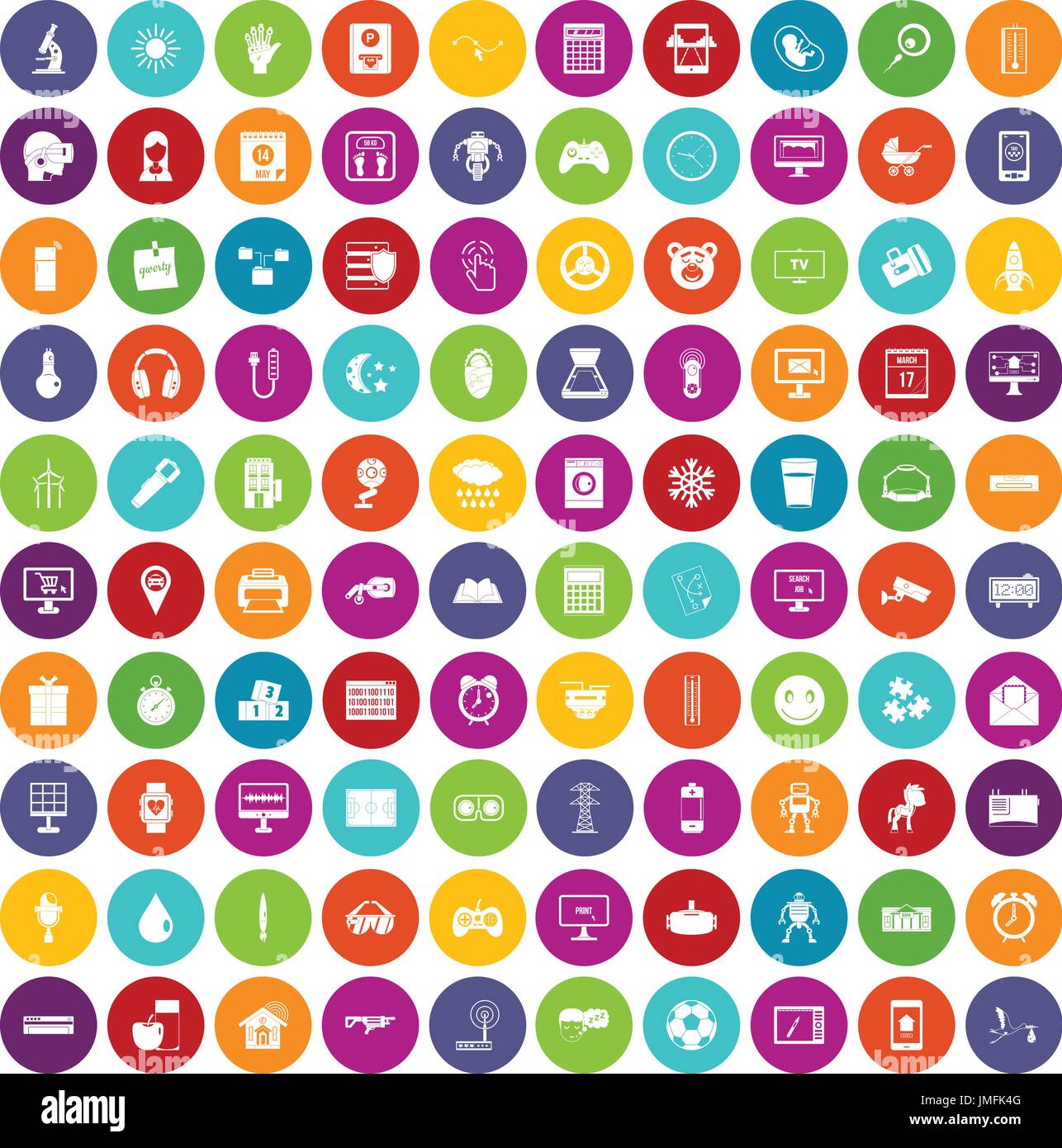 100 app icons set color Stock Vector