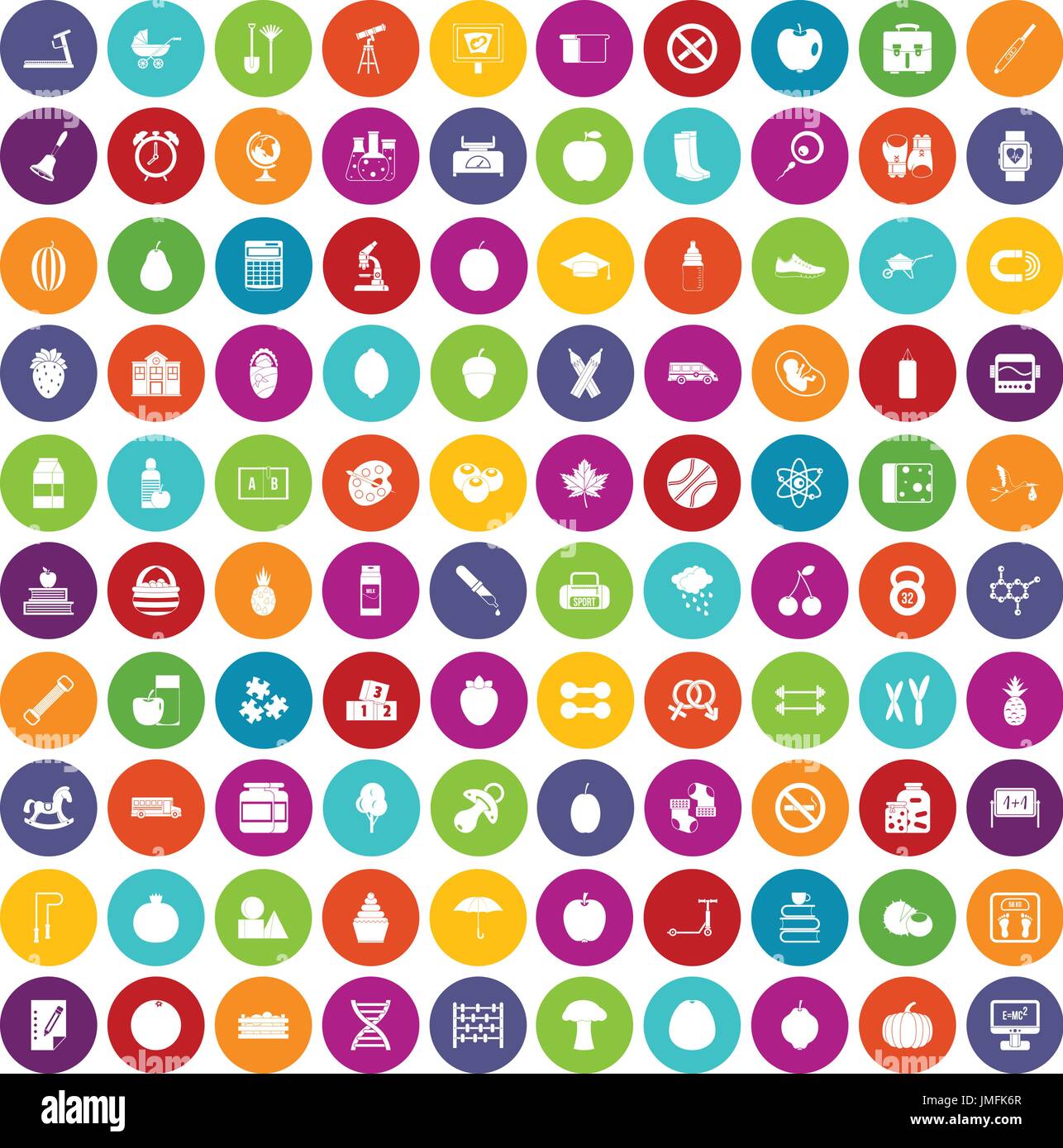 100 apple icons set color Stock Vector