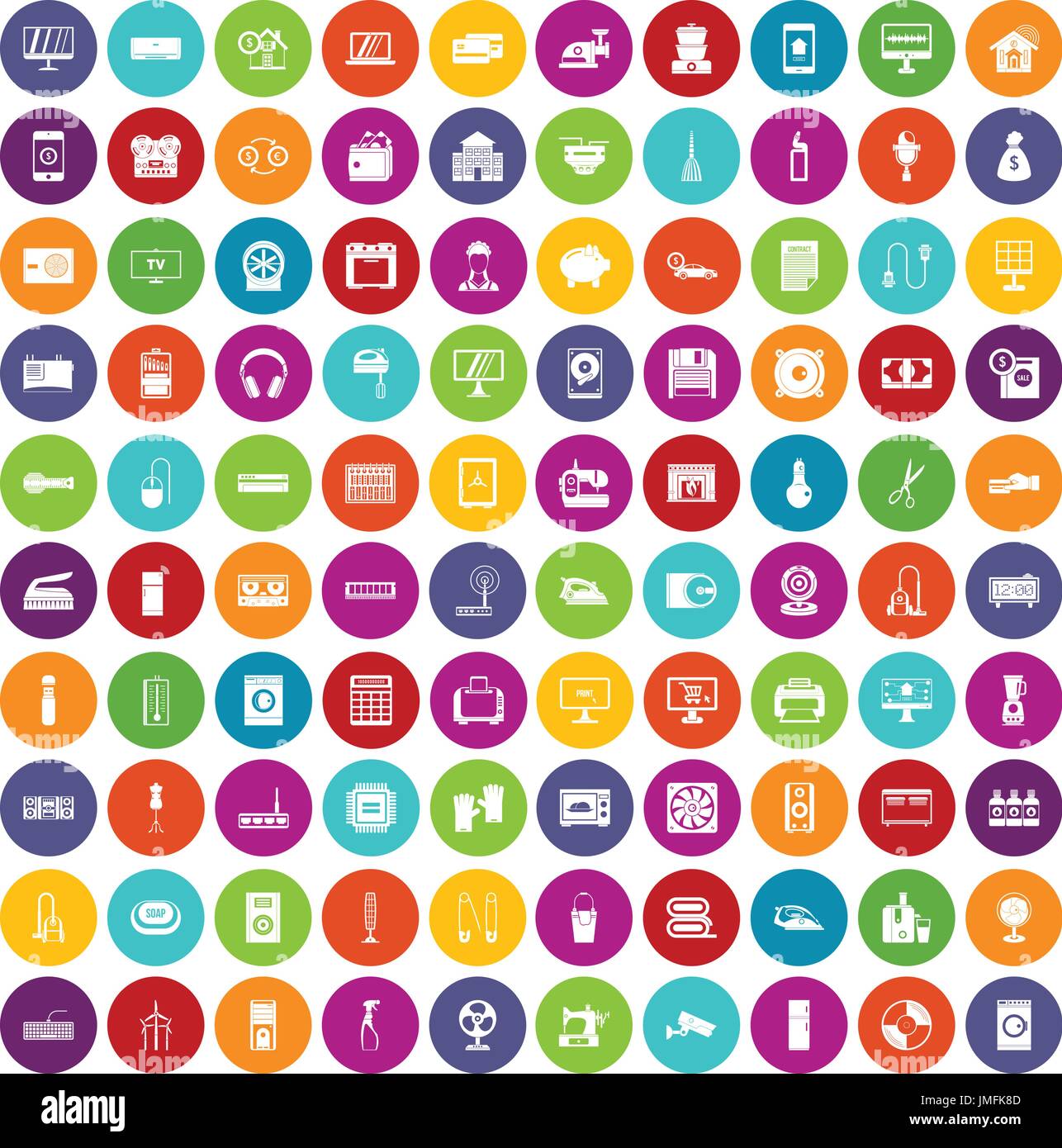 100 appliances icons set color Stock Vector