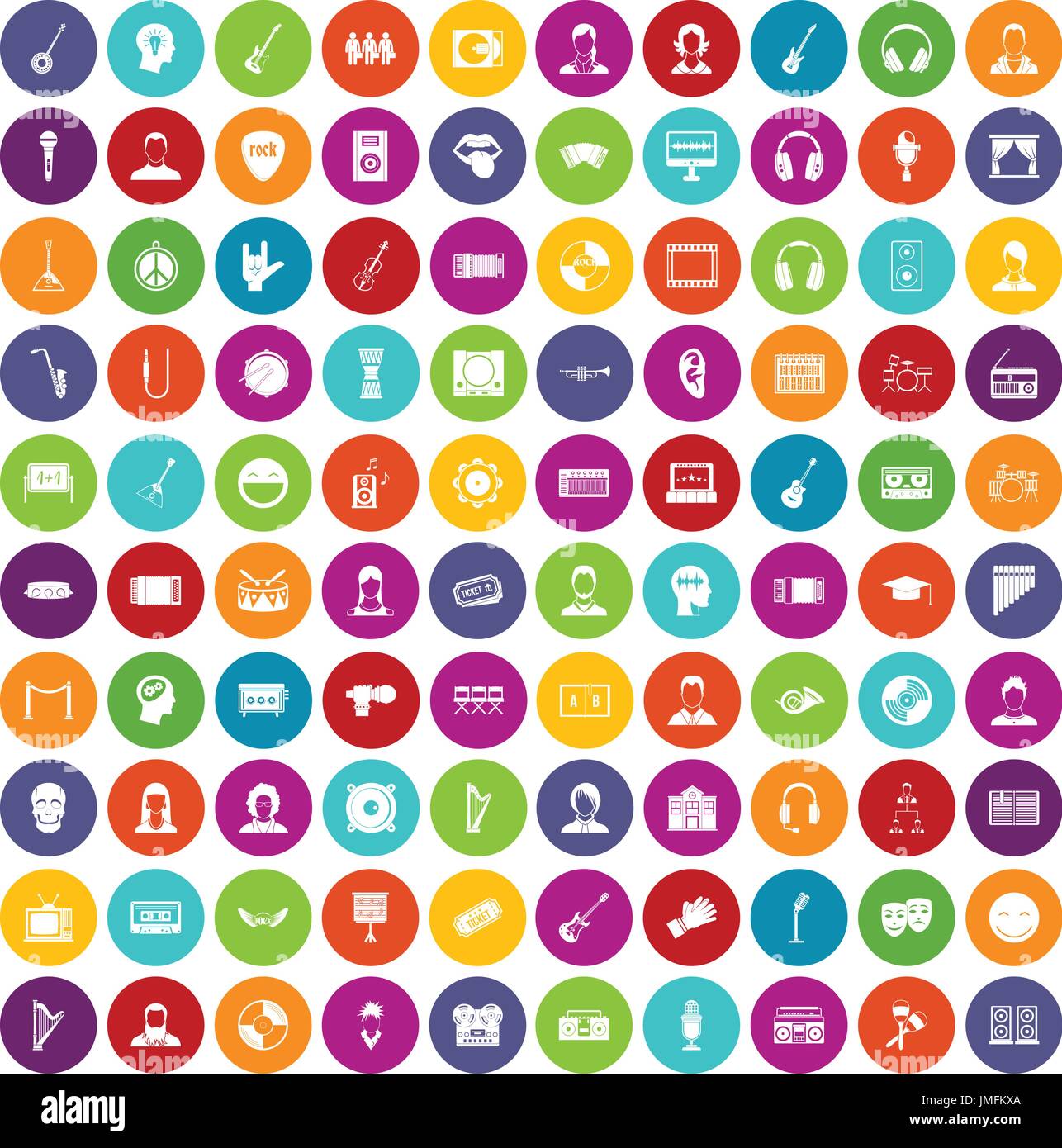 100 audience icons set color Stock Vector