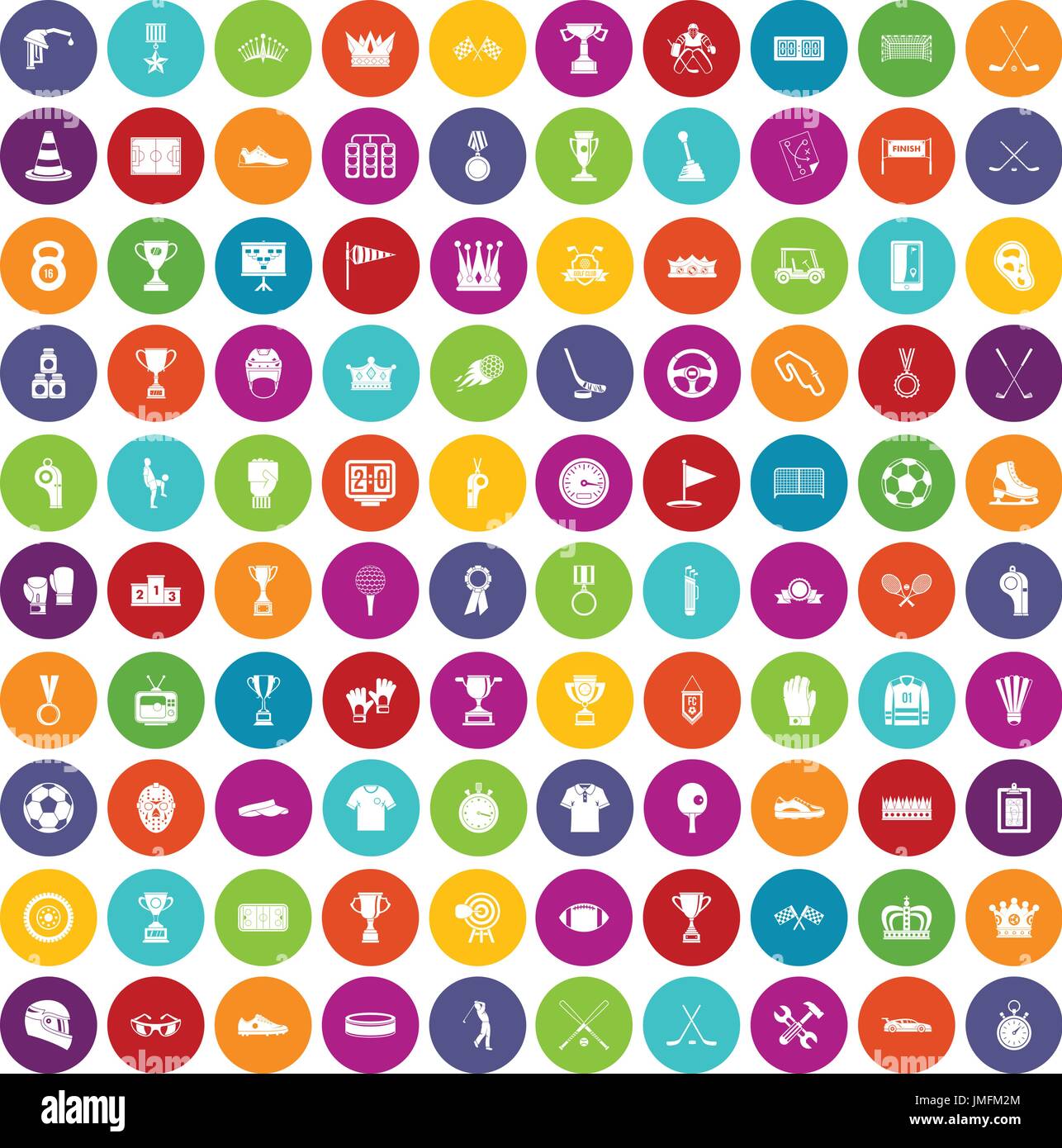 100 awards icons set color Stock Vector