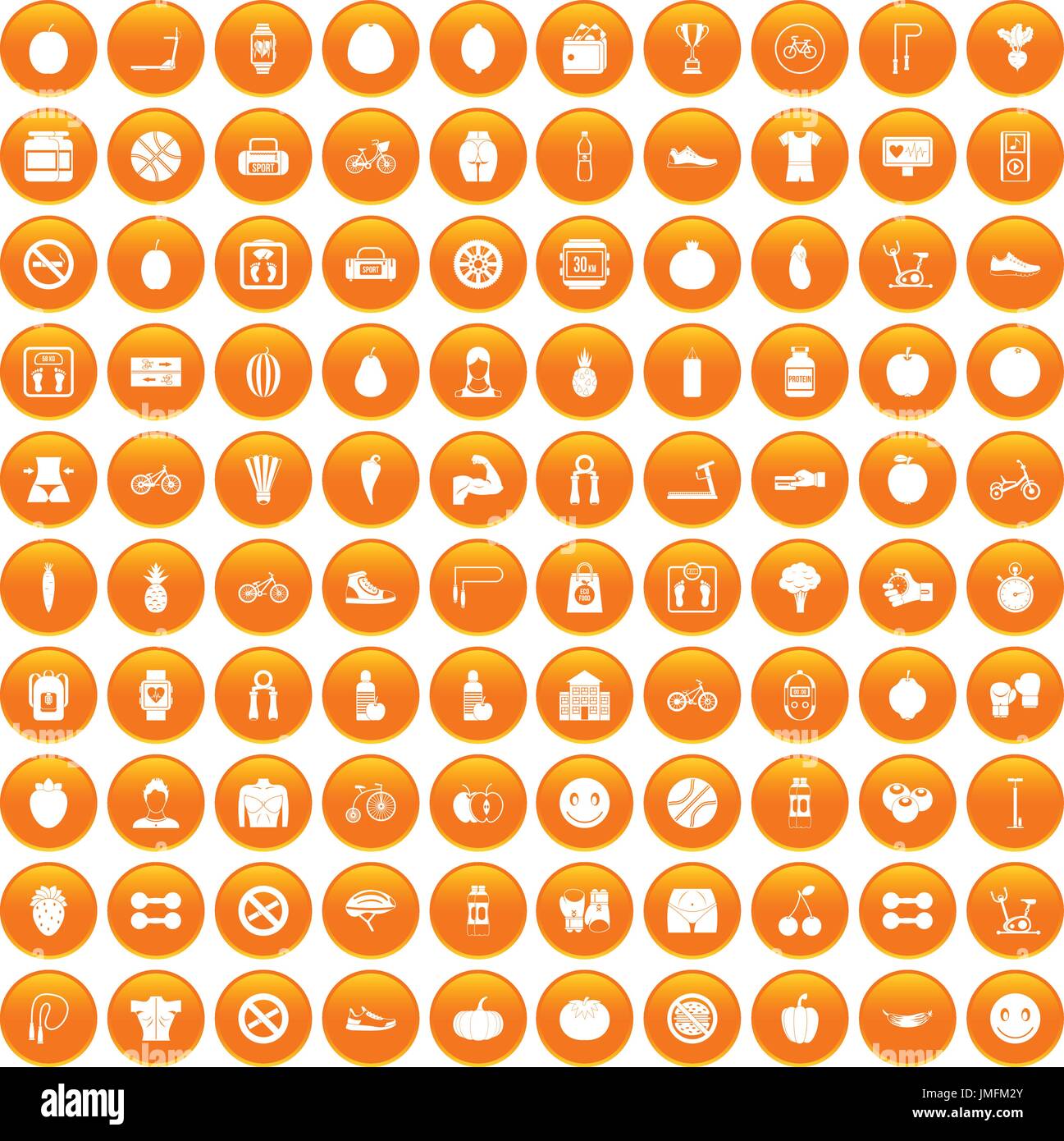 100 fitness icons set orange Stock Vector Image & Art - Alamy