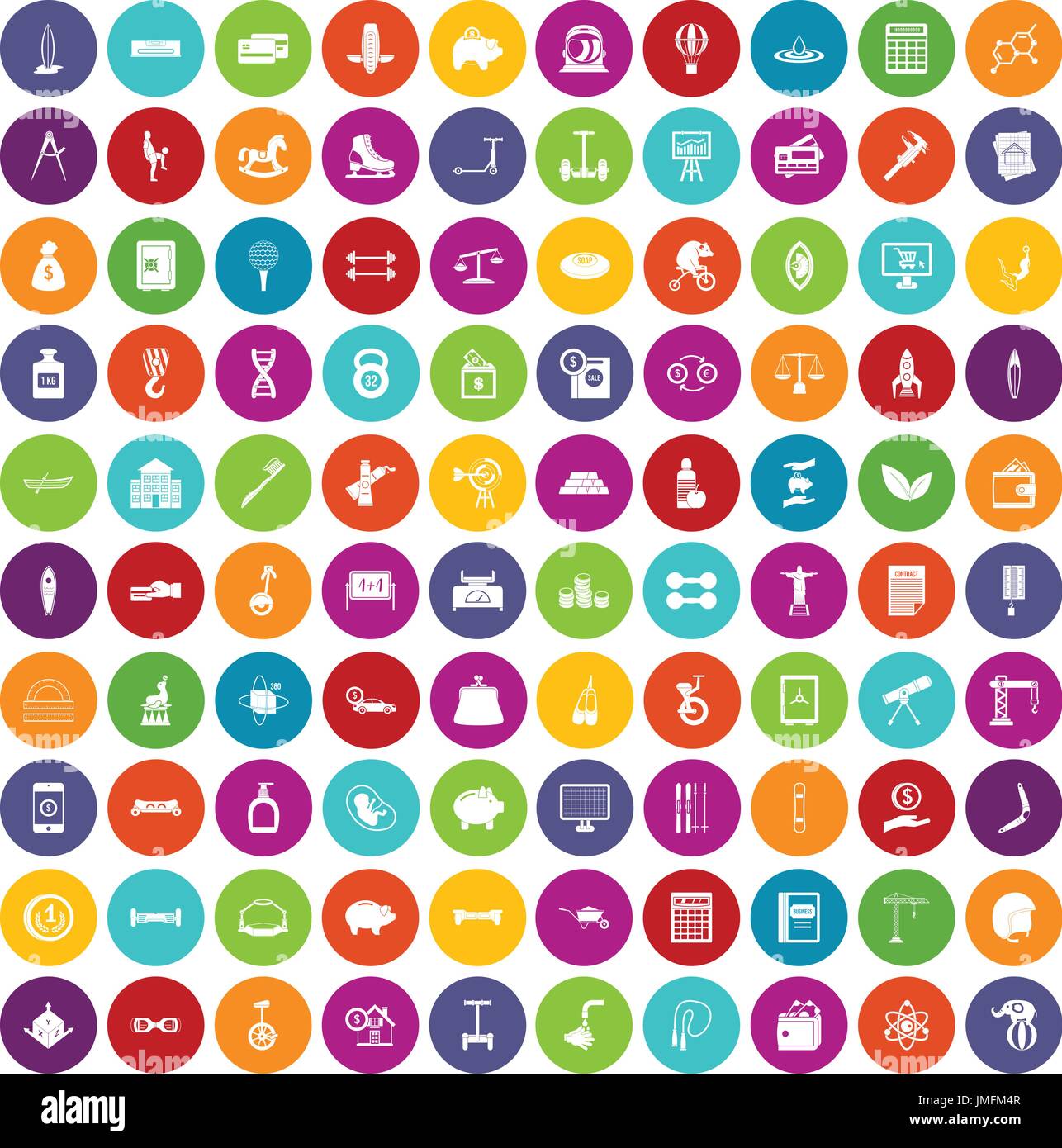 100 balance icons set color Stock Vector