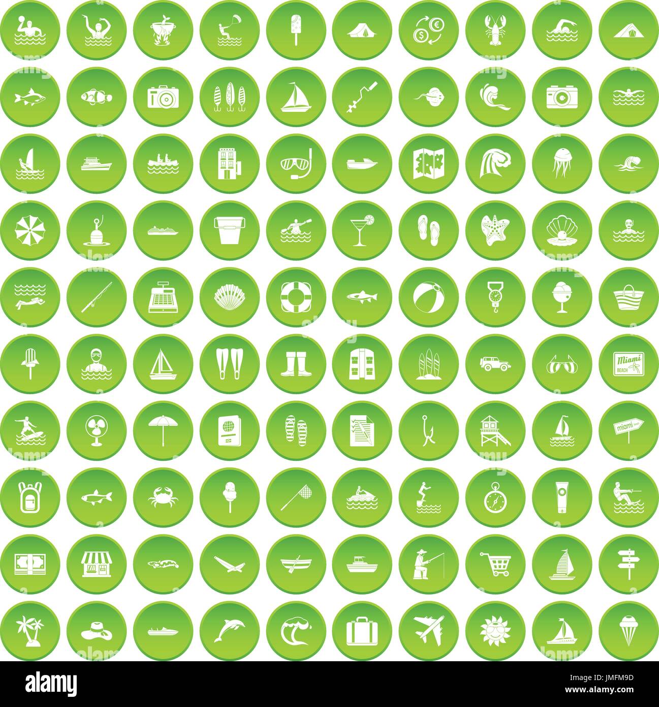 100 water recreation icons set green Stock Vector Image & Art - Alamy