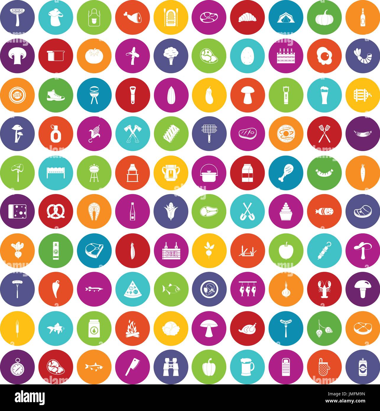 100 barbecue icons set color Stock Vector Image & Art - Alamy