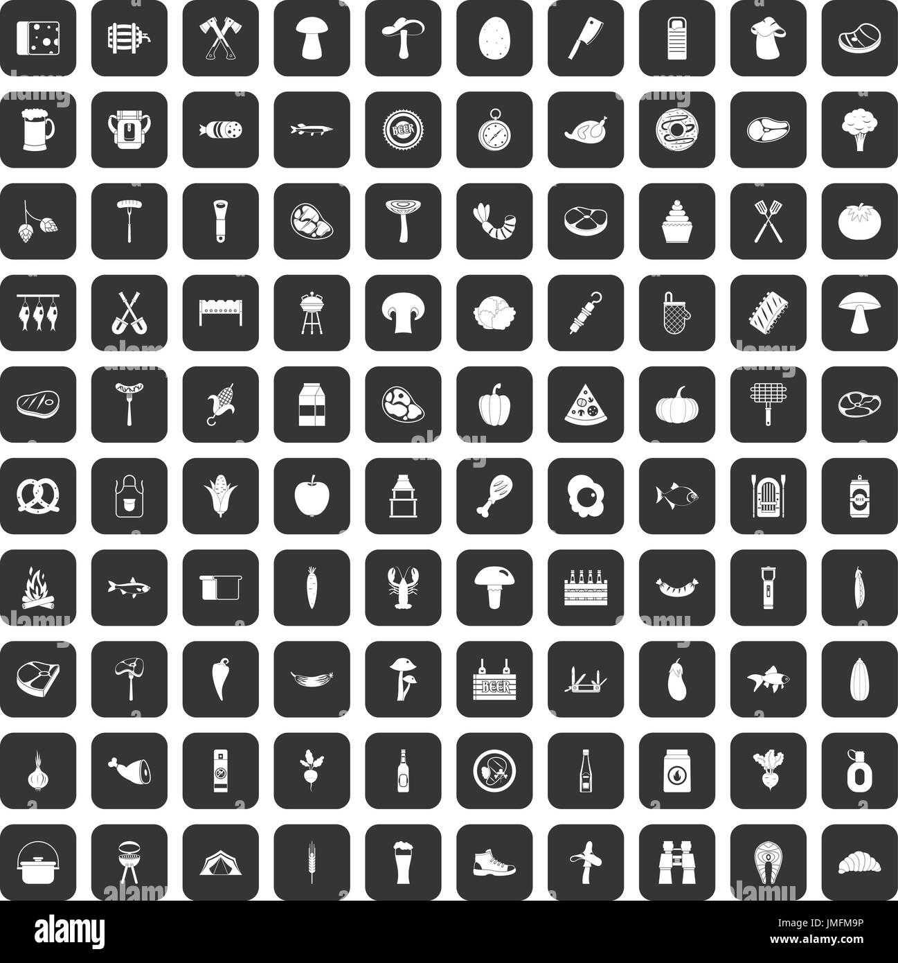 100 barbecue icons set black Stock Vector Image & Art - Alamy