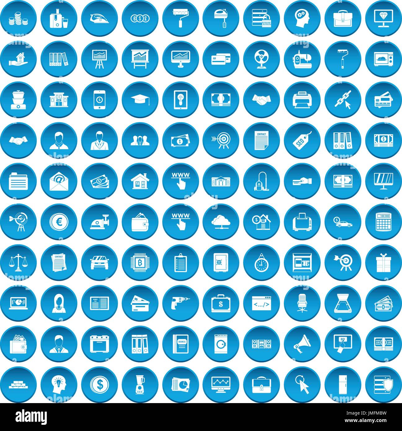 100 lending icons set blue Stock Vector