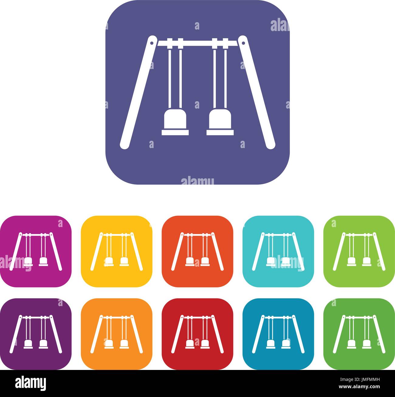 Wooden swings hanging on ropes icons set Stock Vector Image & Art Alamy