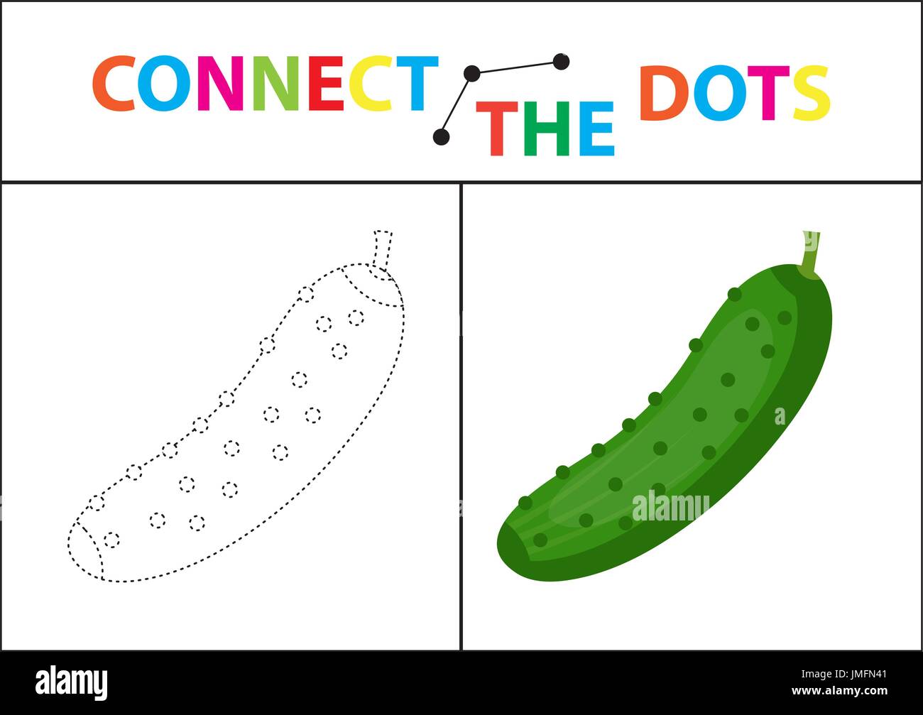 Children s educational game for motor skills. Connect the dots picture. For children of preschool age. Circle on the dotted line and paint. Coloring page. Vector illustration. Stock Vector