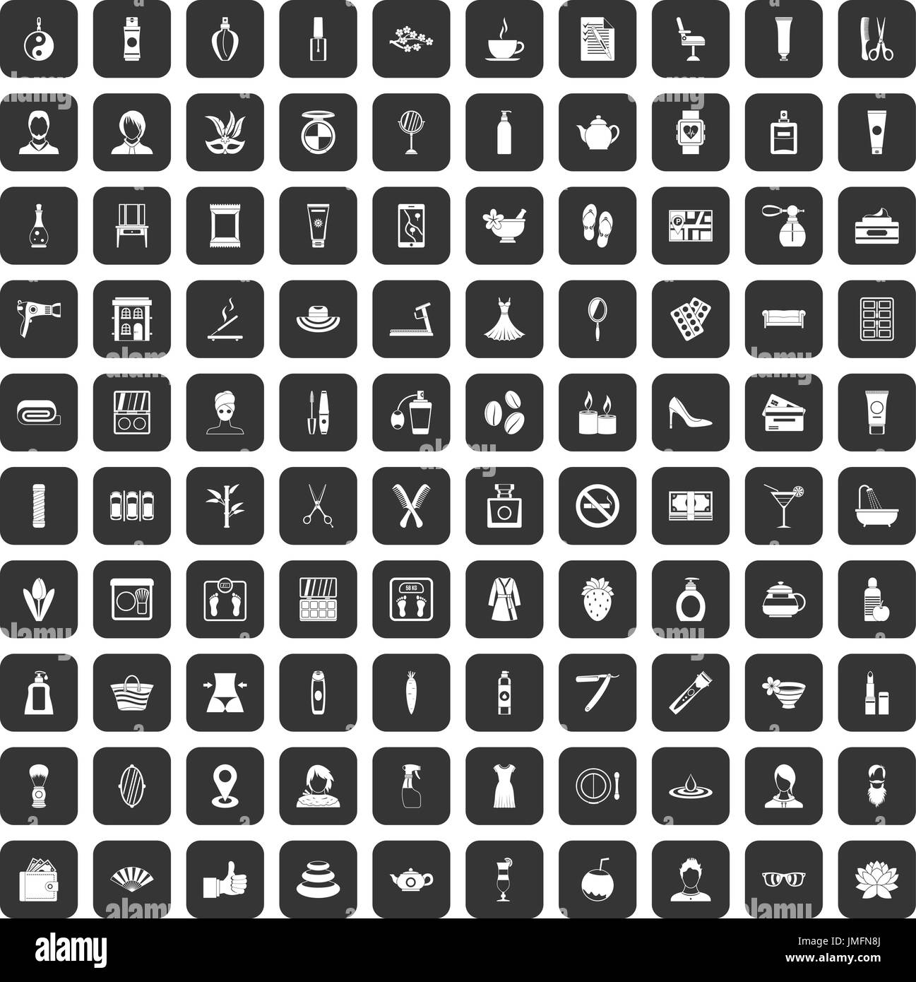 100 beauty salon icons set black Stock Vector Image & Art - Alamy