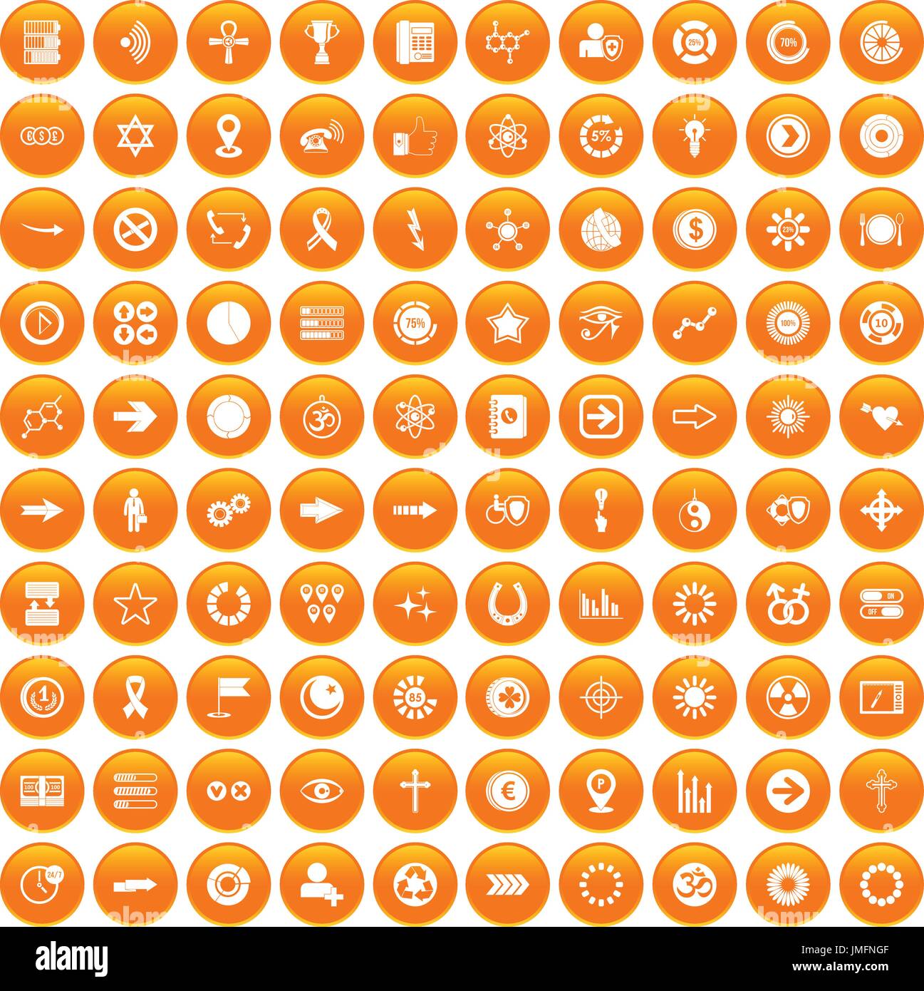 100 graphic elements icons set orange Stock Vector