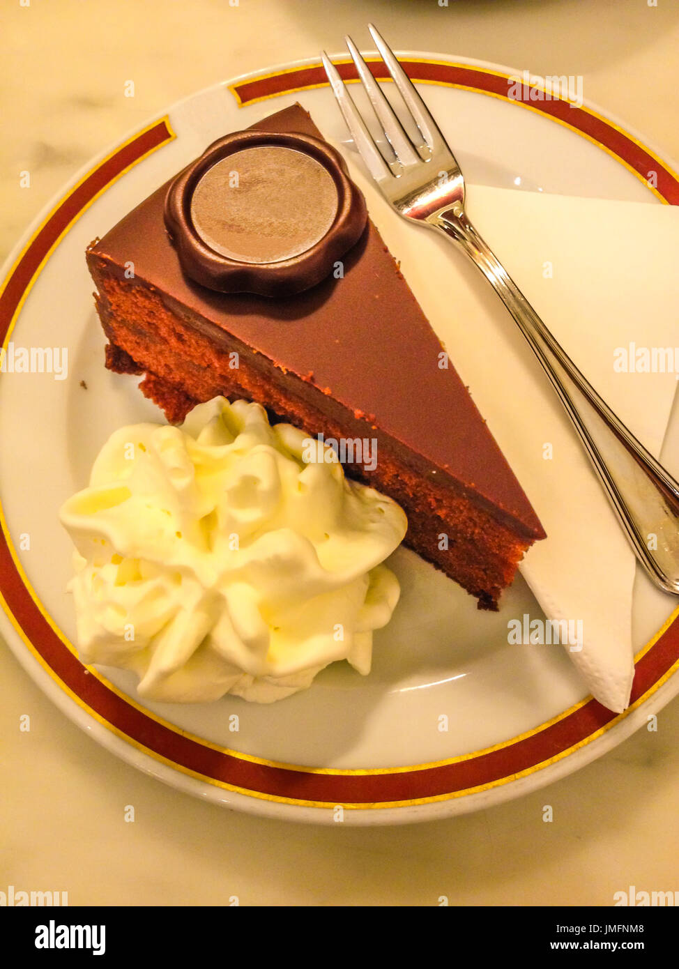 Torte, a rich, multilayered, cake that is filled with whipped cream