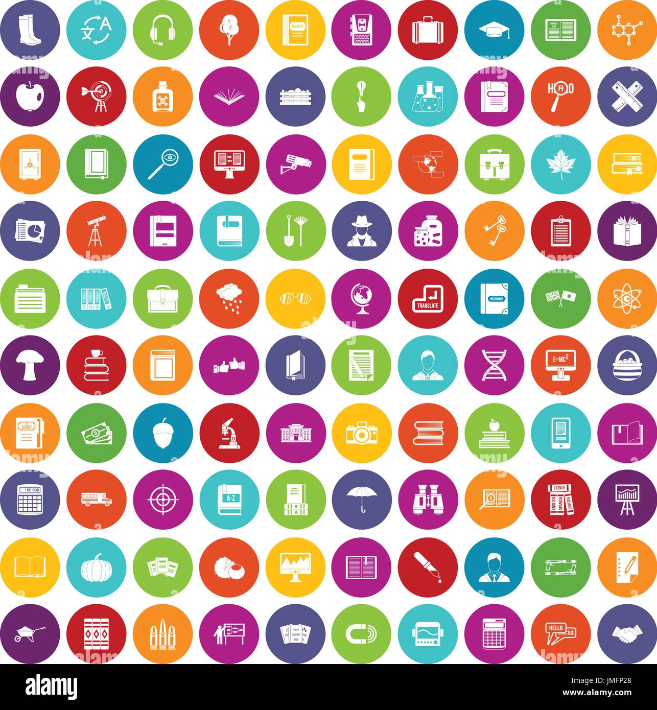 100 book icons set color Stock Vector