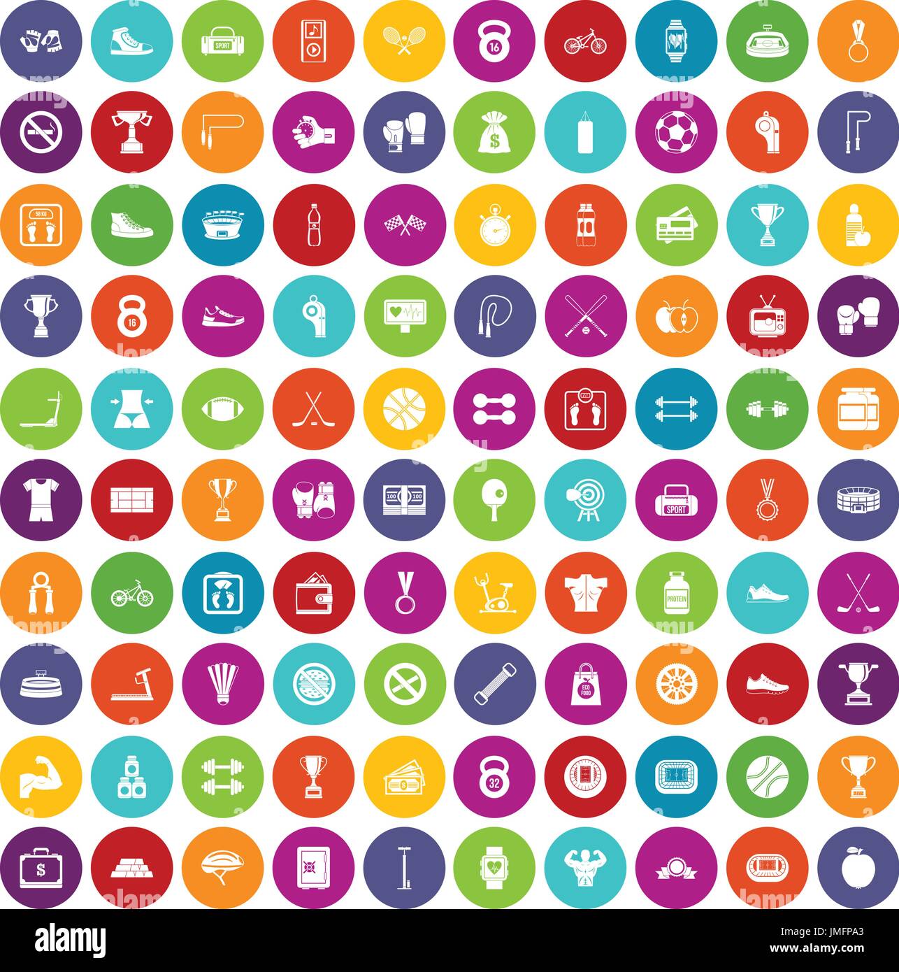 100 boxing icons set color Stock Vector