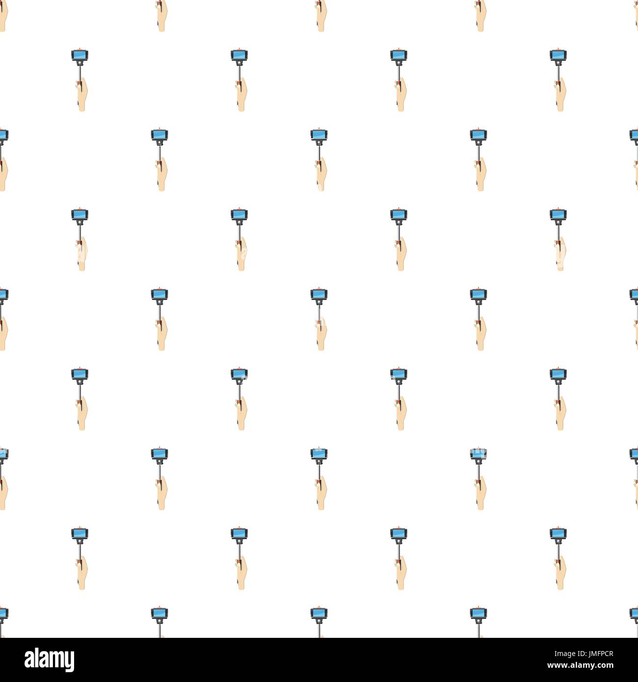 Hand holding selfie monopod stick pattern Stock Vector