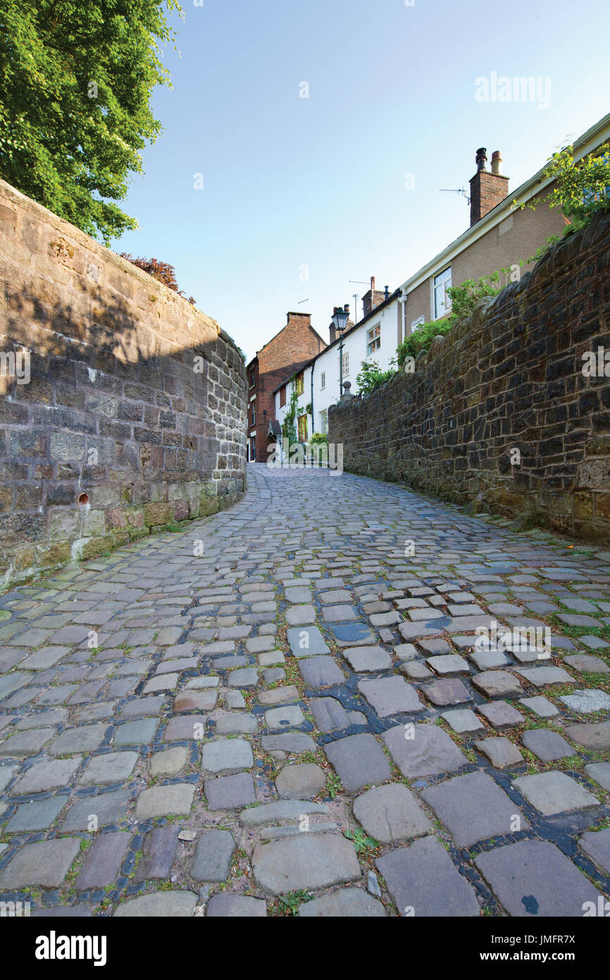 cobbled lane in Leek Staffordshire Stock Photo