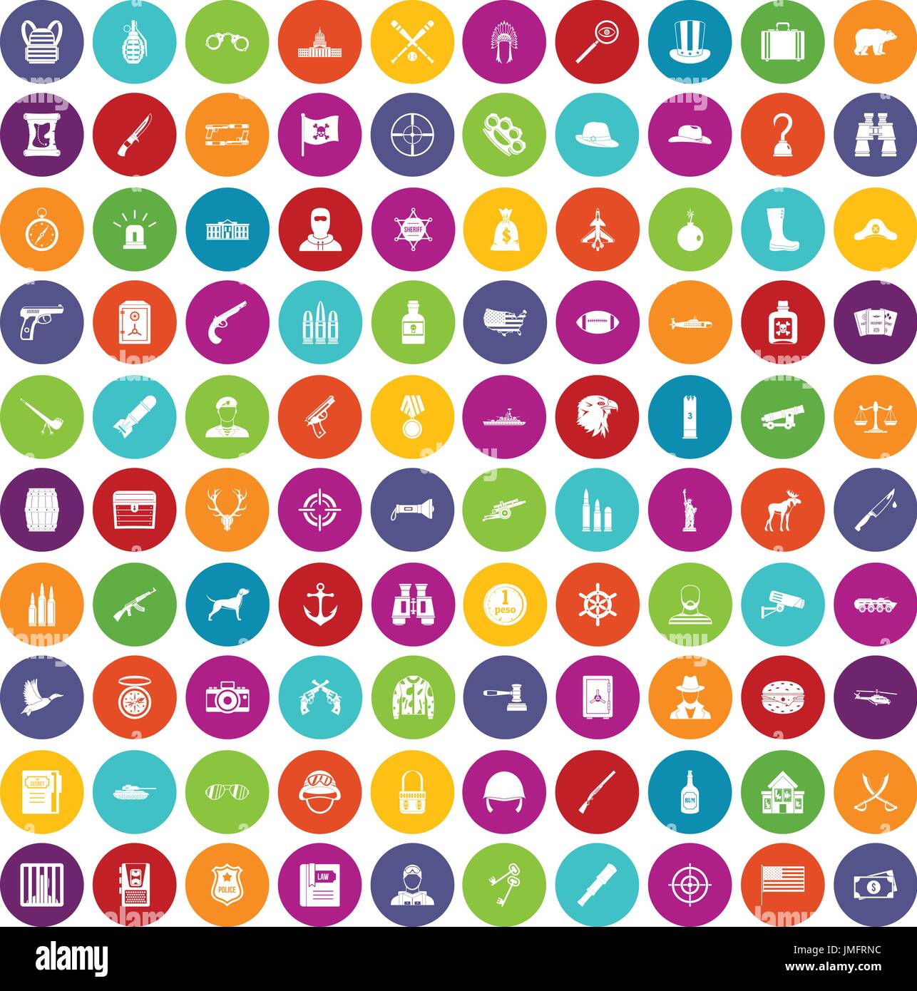 100 bullet icons set color Stock Vector