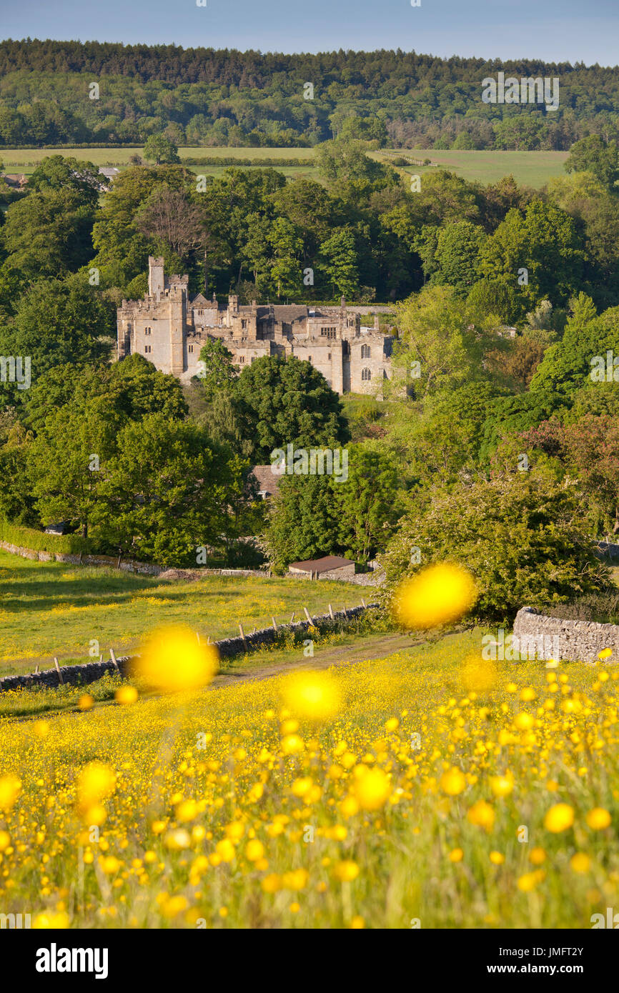 View of Haddon Hall near Bakewell in Derbyshire Stock Photo