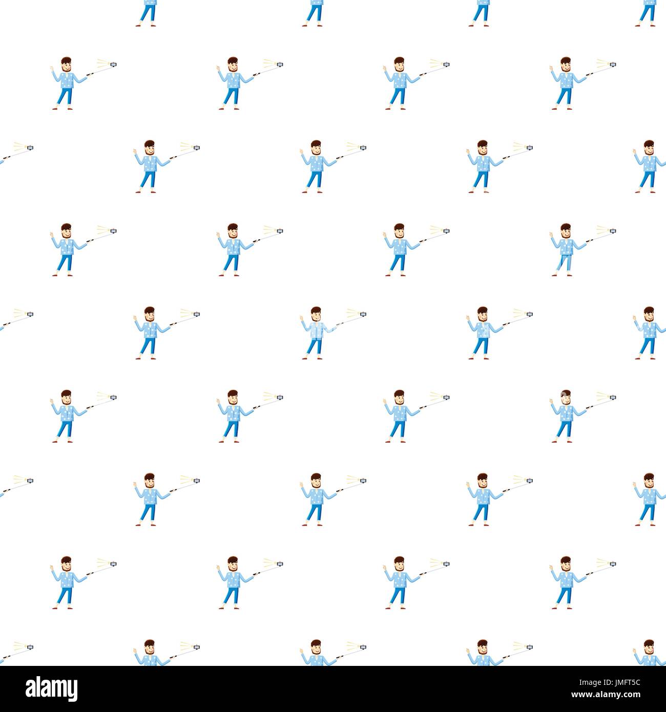Man making selfie with a stick pattern Stock Vector