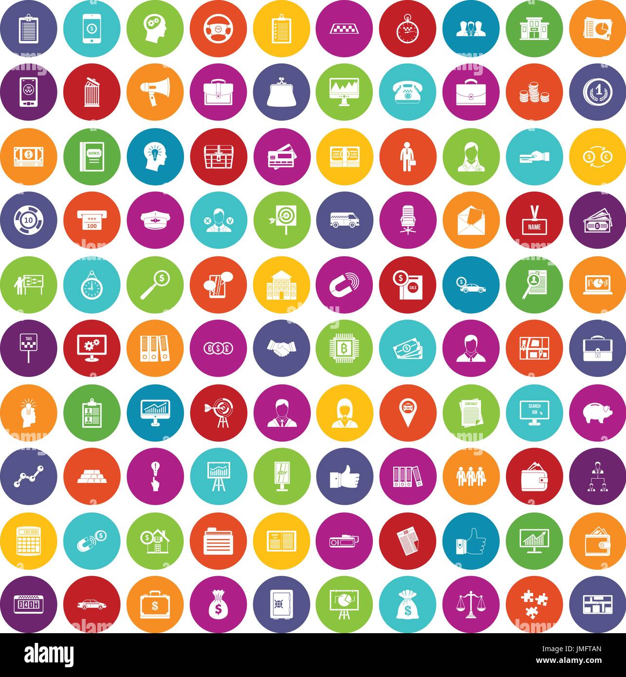 100 business group icons set color Stock Vector