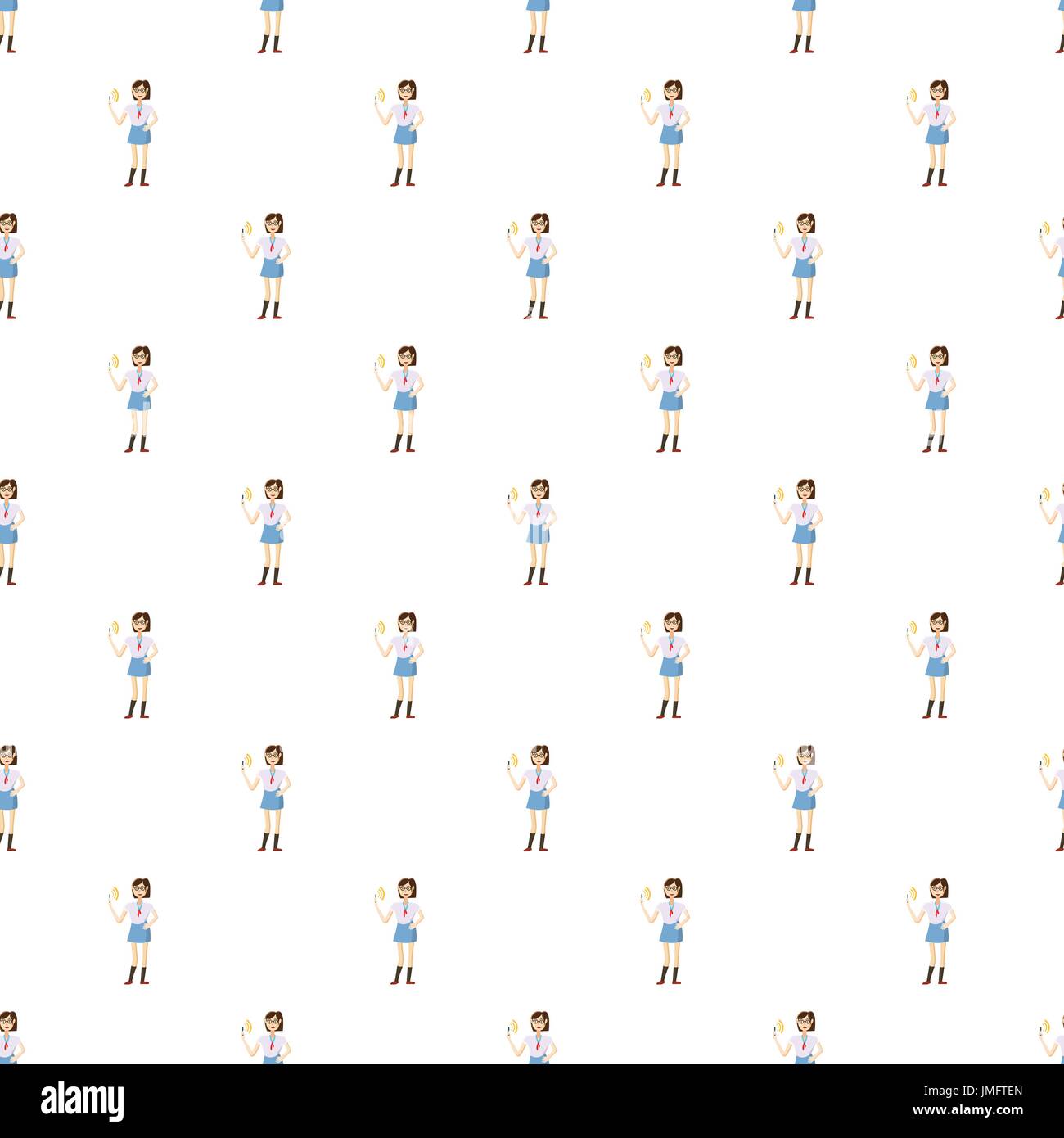 Girl with mobile phone calling pattern Stock Vector