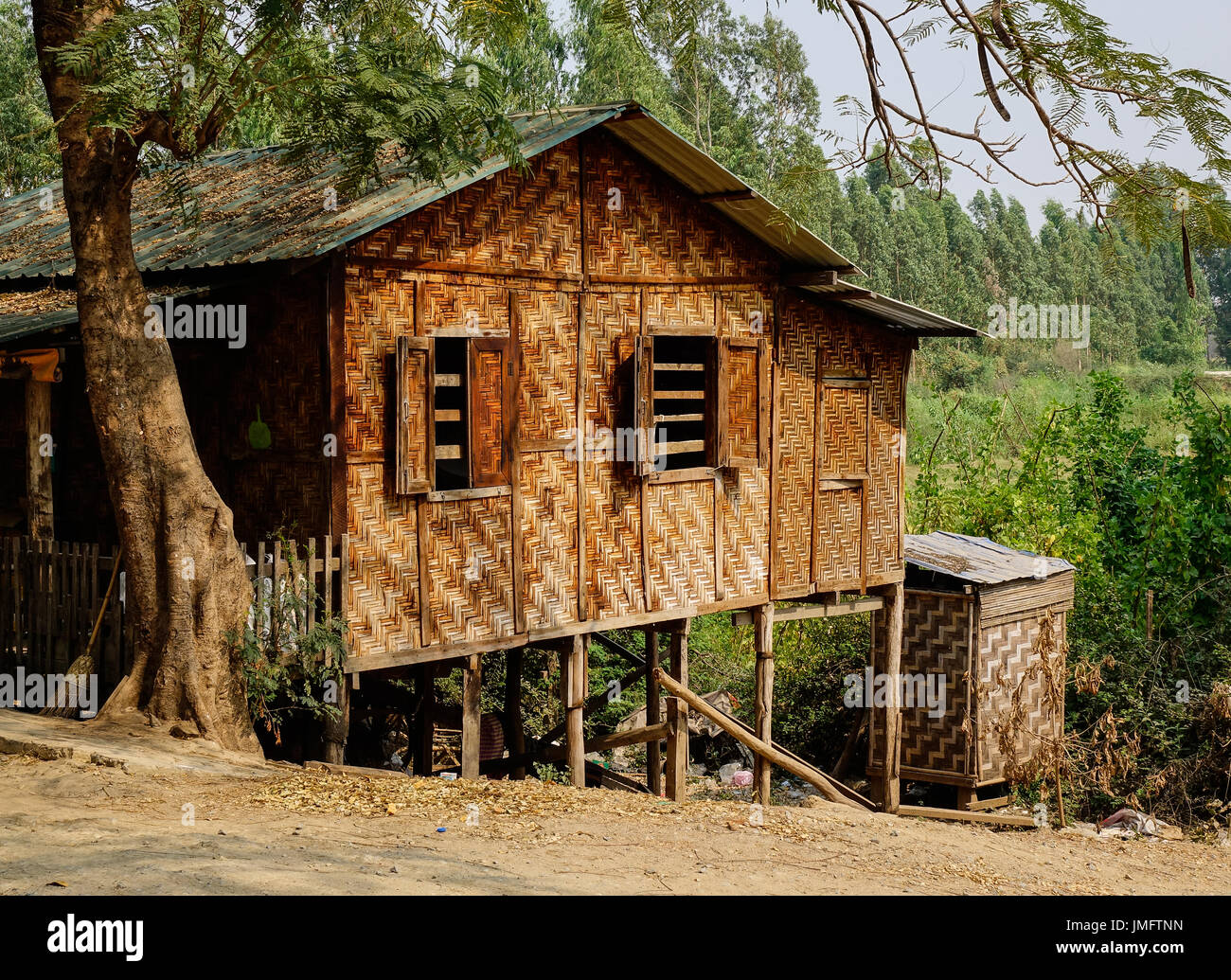 A traditional bamboo house at countryside in Mandalay, Myanmar Stock